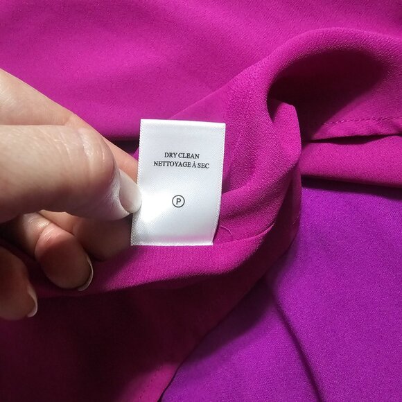 A.L.C. Claire Handkerchief Hem Silk Wrap Dress Sz 0 Purple Fuchsia Belted Waist - Picture 13 of 16